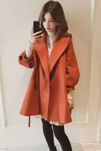 冬季韩版中长款毛呢风衣外套秋冬装矮小个子灯笼袖修身呢子大衣女