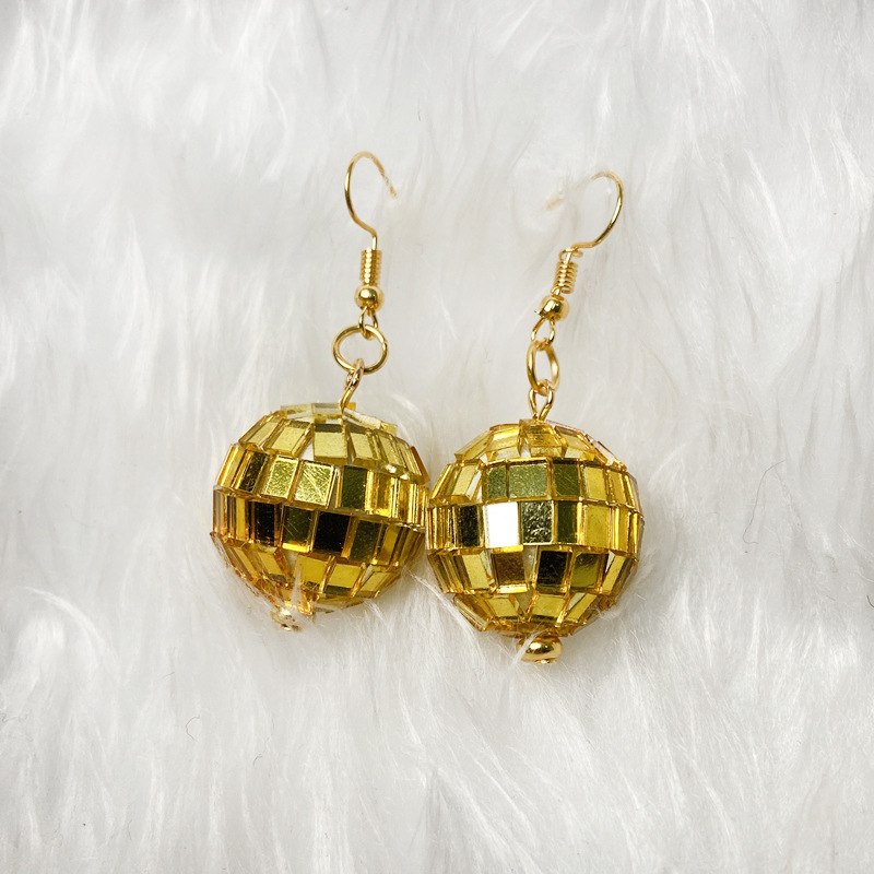 Pendientes bola de discoteca pendientes bola láser 2024 nuevos pendientes de bola de mosaico de Amazon transfronterizo