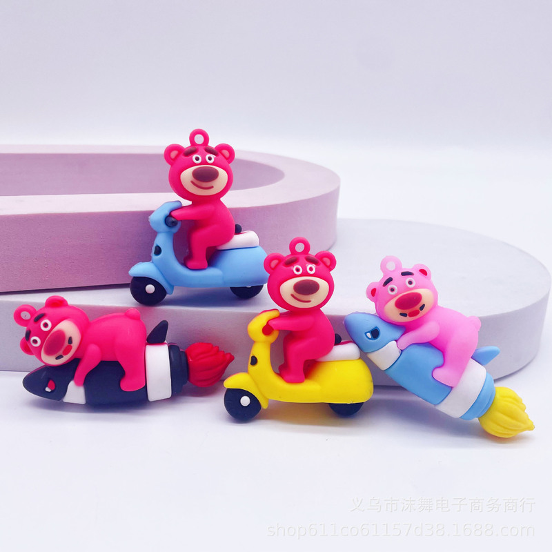 Strawberry Bear Keychain Pendant New Cute Soft Plastic Doll Accessories Blind Box Key Chain Crocs Accessories Wholesale