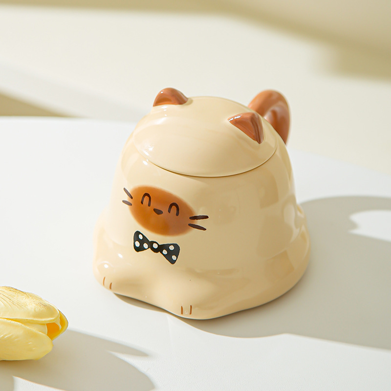 Tazas de dibujos animados de alto valor, tazas de cerámica, tazas de gato Siamese, lindas tazas de agua, regalos de cumpleaños creativos para niños y niñas