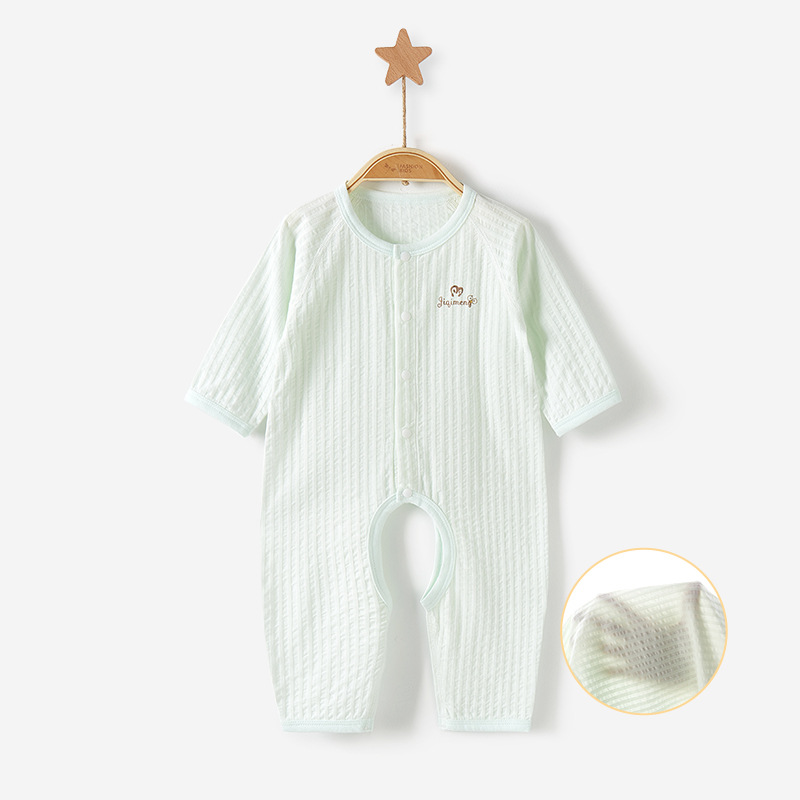 Bebé mono primavera y otoño verano manga larga delgada ropa de recién nacido Ropa de verano entrepierna abierta aire acondicionado masculino y femenino bebé mameluco image 8