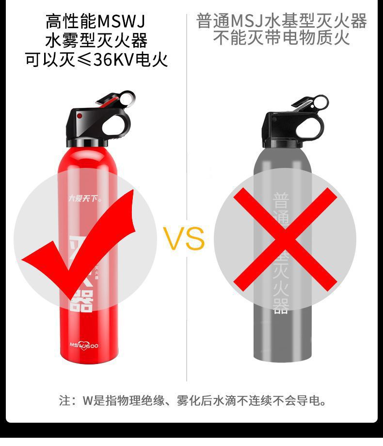 Da Ai Tianxia Mini Water-based 13B Fire Extinguisher Car Fire Extinguisher 600ml Wholesale Careful Portable Fire Extinguisher