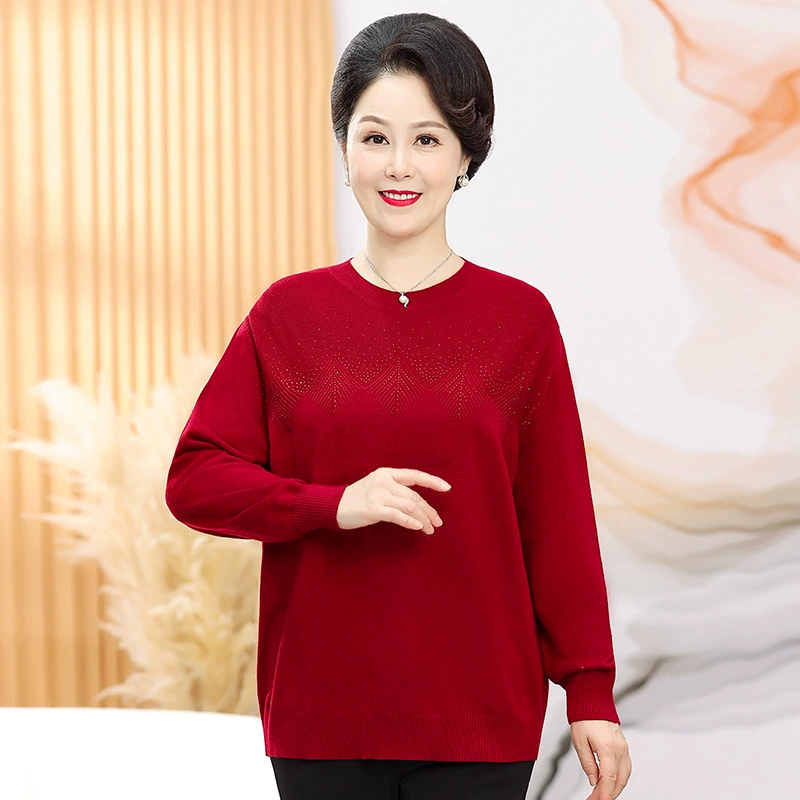24 новых 200 фунтов толстая мама толстая вязаная свитер среднего и пожилого возраста нижняя рубашка плюс большой размер 58% шерсть