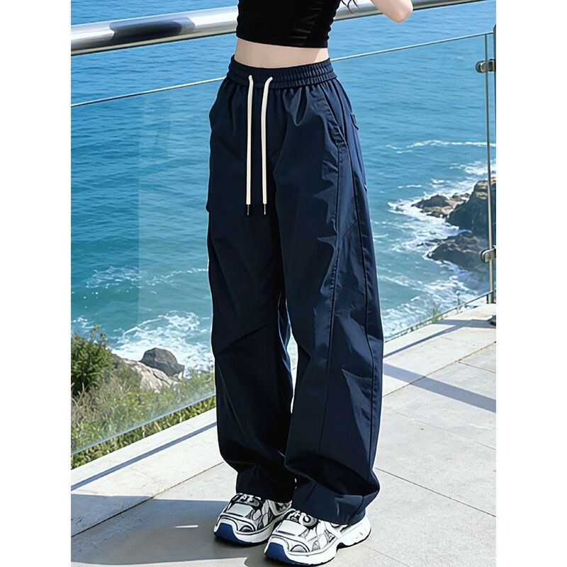 Navy blue American-style diagonal cut outdoor pants for men and women, waterproof and windproof, straight-leg curved cargo pants for hiking Navy blue American-style diagonal cut outdoor pants for men and women, waterproof and windproof, straight-leg curved cargo pants for hiking