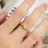 Brass ring with crystal, fashionable one size accessory, simple and elegant design