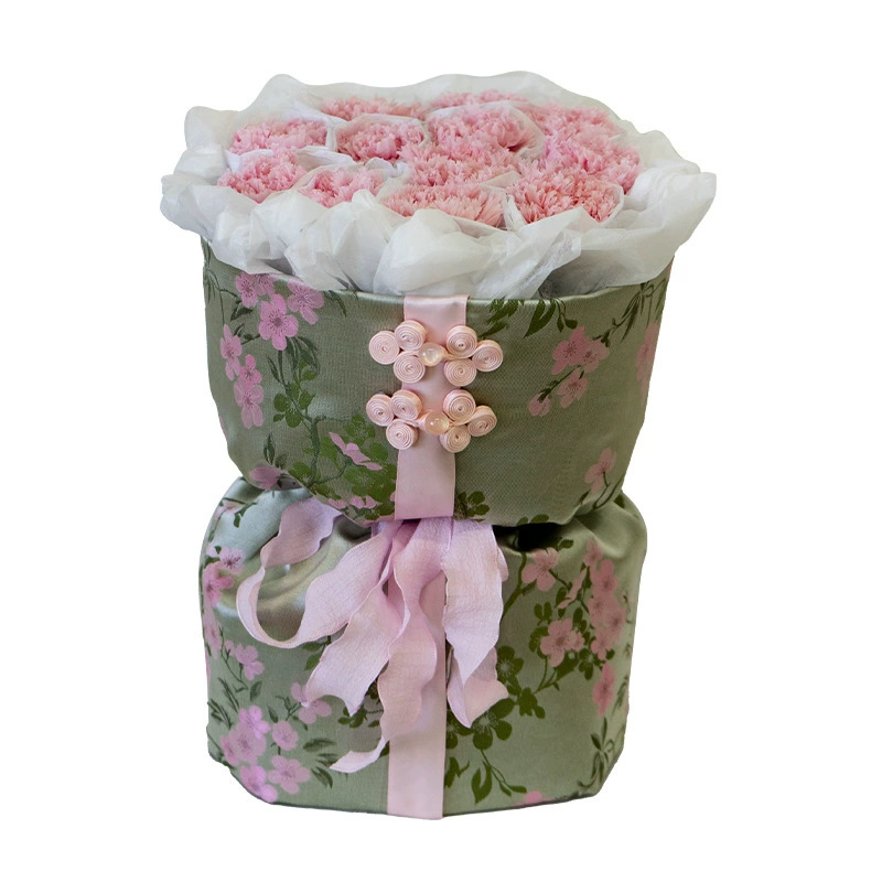 Día de la Madre Flor inmortal ramo de claveles chino nudo decoración pequeña fragante viento abrazar barril regalo de rosas de San Valentín