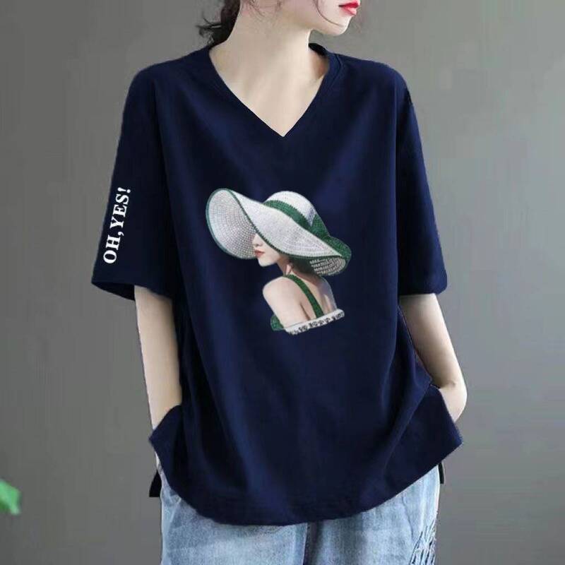 Clearance Sale Short Sleeve T-Shirt for Women, Mom's Summer Printed V-Neck Loose Plus Size Casual Stylish Middle-Aged Top Clearance Sale Short Sleeve T-Shirt for Women, Mom's Summer Printed V-Neck Loose Plus Size Casual Stylish Middle-Aged Top