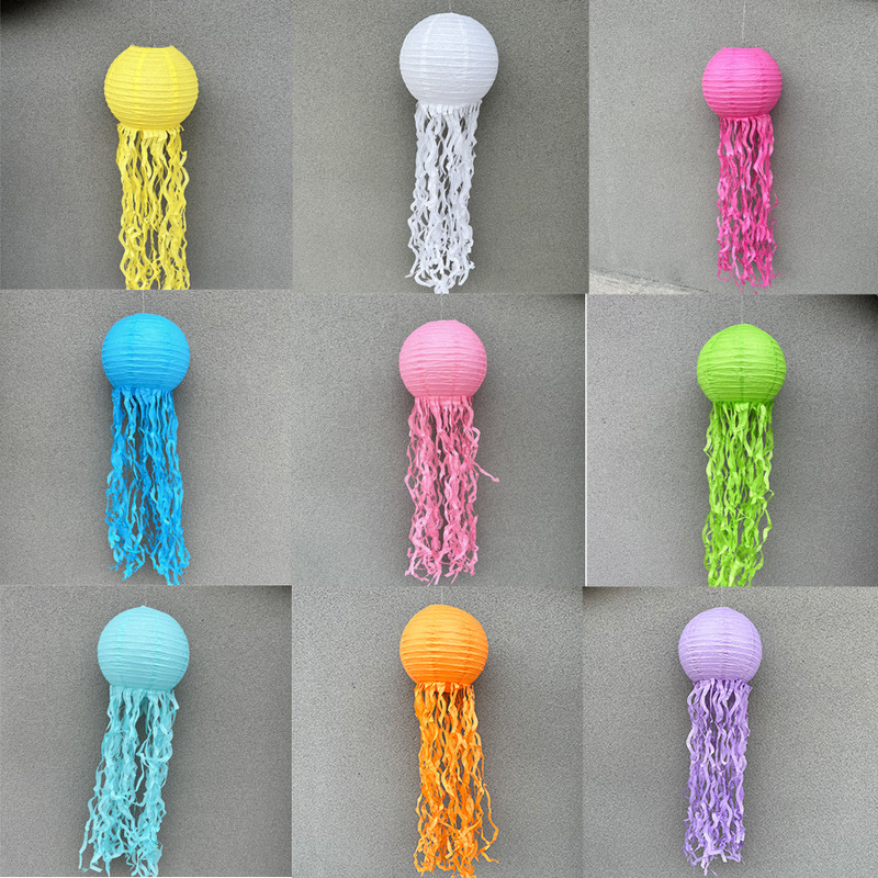Wholesale cross-border colorful jellyfish paper lantern Mermaid theme decoration window scene layout jellyfish paper lantern Wholesale cross-border colorful jellyfish paper lantern Mermaid theme decoration window scene layout jellyfish paper lantern