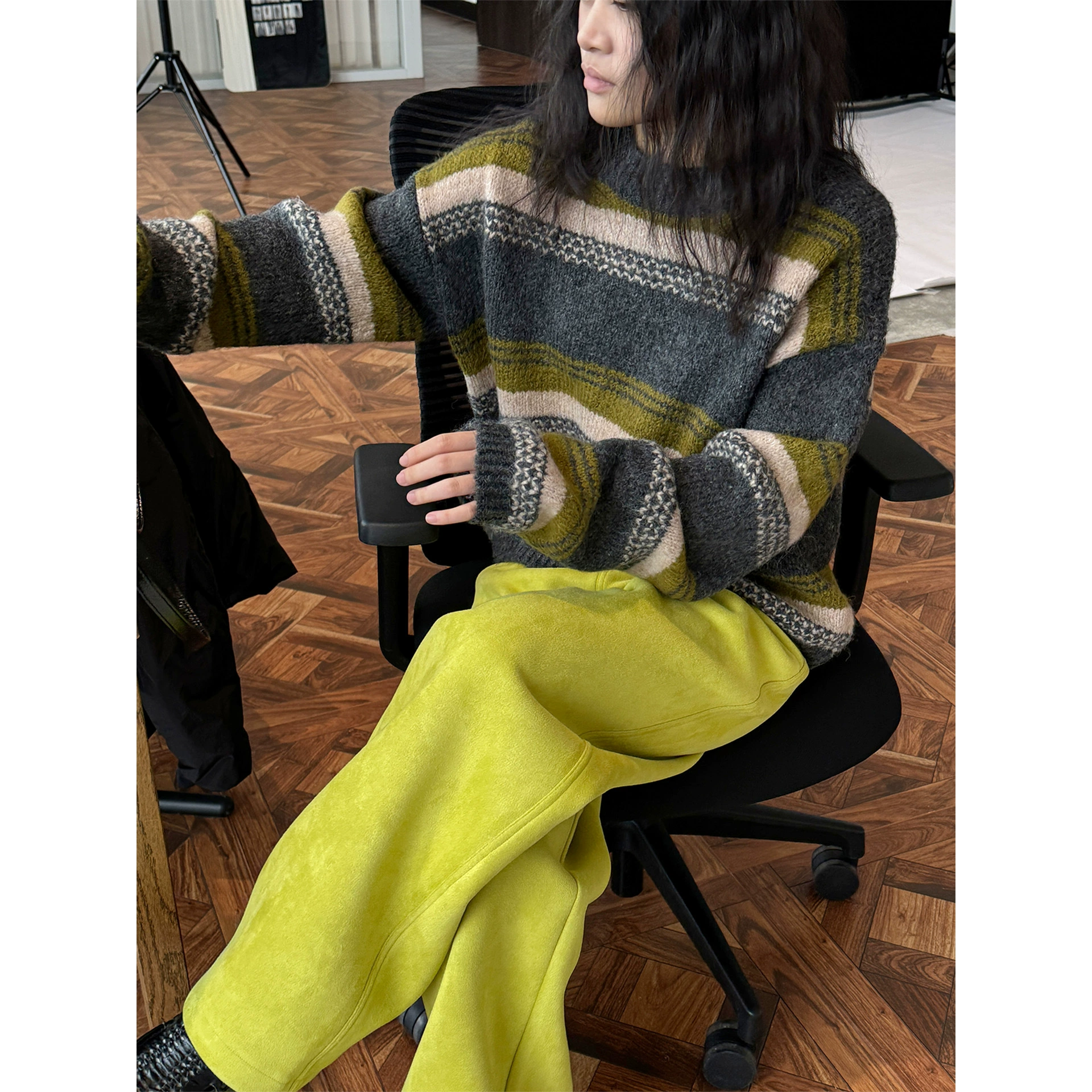 Spring woolen sweater, set for leisure, Korean style