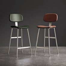 工业风软包靠背吧台椅家用铁艺高脚椅简约酒吧吧台岛台高脚凳