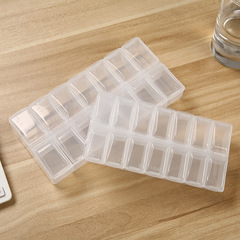Directly supplied from the manufacturer, double-row transparent 14-compartment pill box, 7-day-a-week plastic pill storage box with independent lid