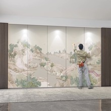 新中式墙板背景墙电视客厅床头沙发主卧竹木纤维集成护墙板中式画
