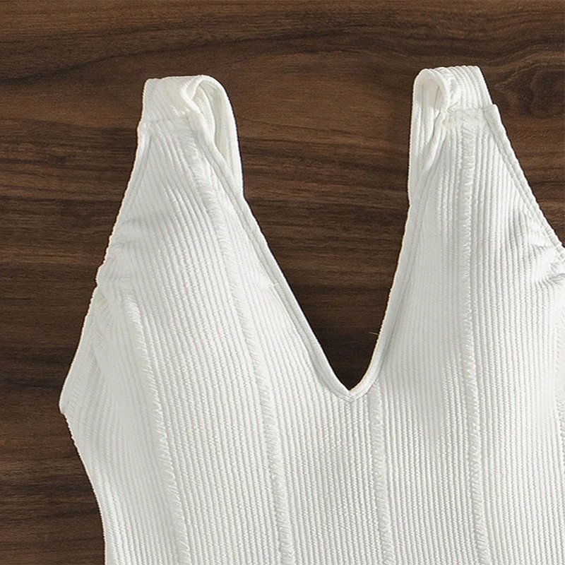 Bikini 2024 New V-neck Double Shoulder Beach Split Women's Sexy Solid Color Triangle Swimsuit_voghion.com