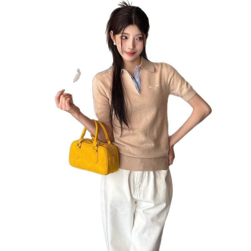 Correct Nanyou 25MIU シリーズ早春フラットボード年齢軽減多用途半袖ポロニット半袖トップ女性用|undefined