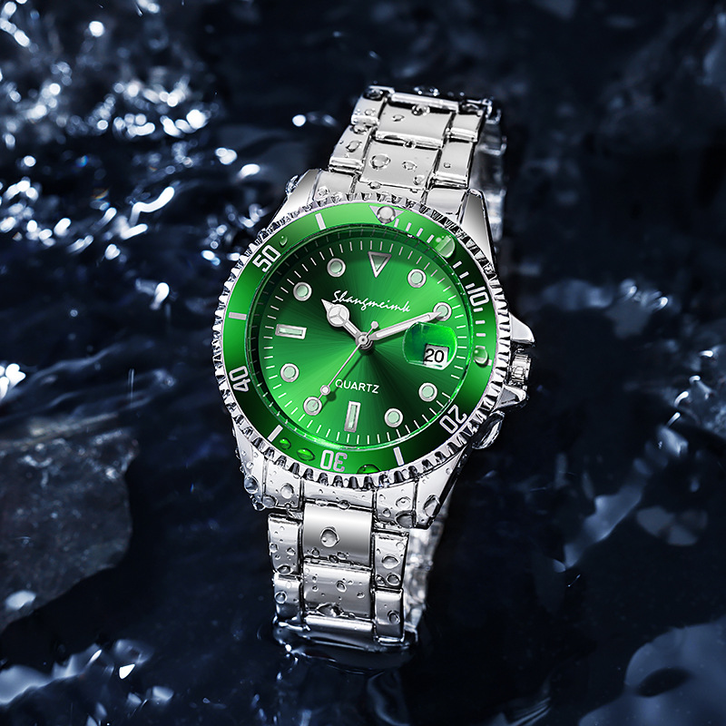 Tiktok vert Shangmei Water Ghost Couple montre en alliage calendrier lumineux étanche_voghion.com