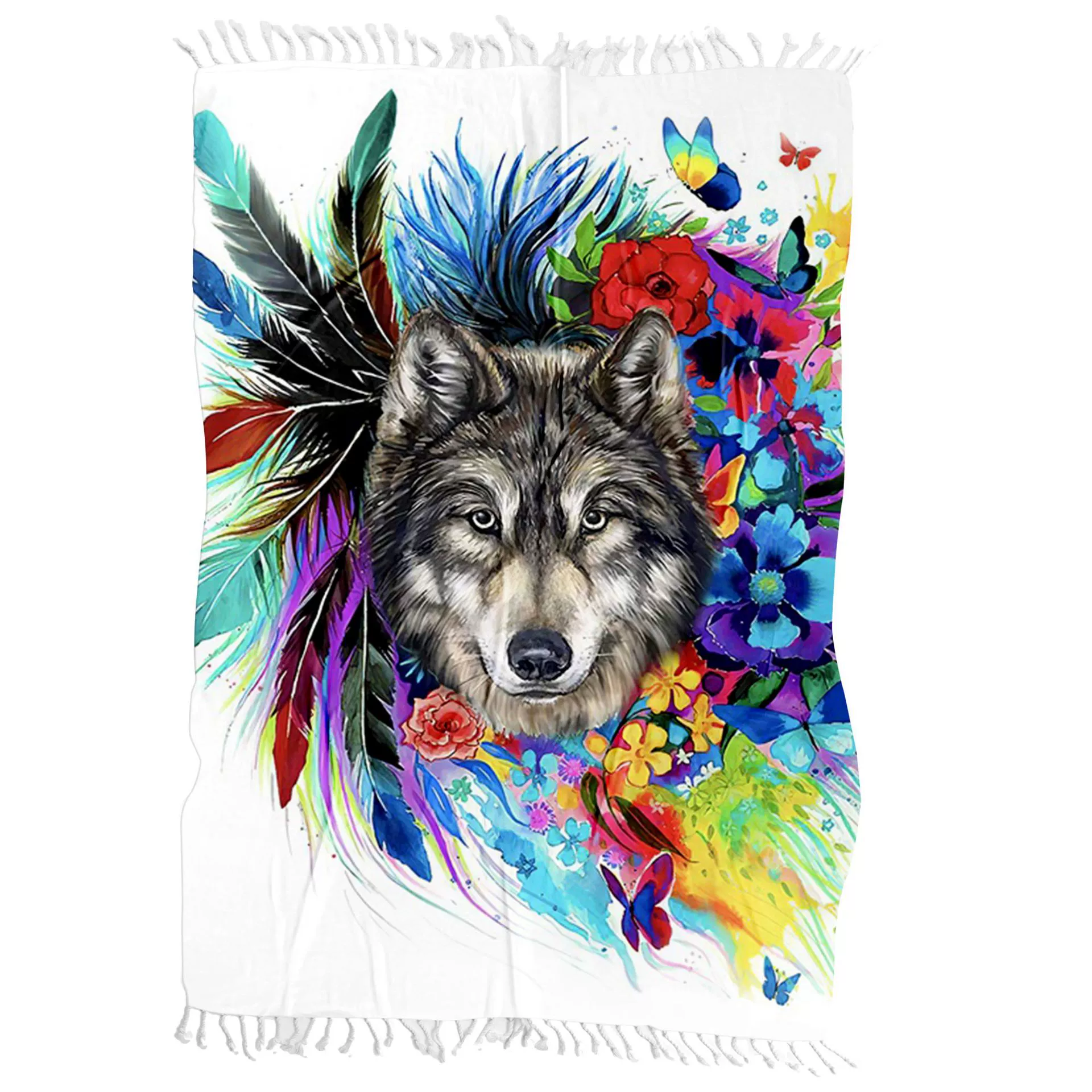 Кисточка квадратное пляжное полотенце микрофибра Приморская Подушка прямоугольное банное полотенце 3D цифровая печать волк