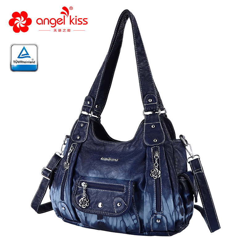 Amazon nuevo multi-funcional bolso de las mujeres multi-color tie-dyed pu casual hombro bolsa de mensajero al por mayor
