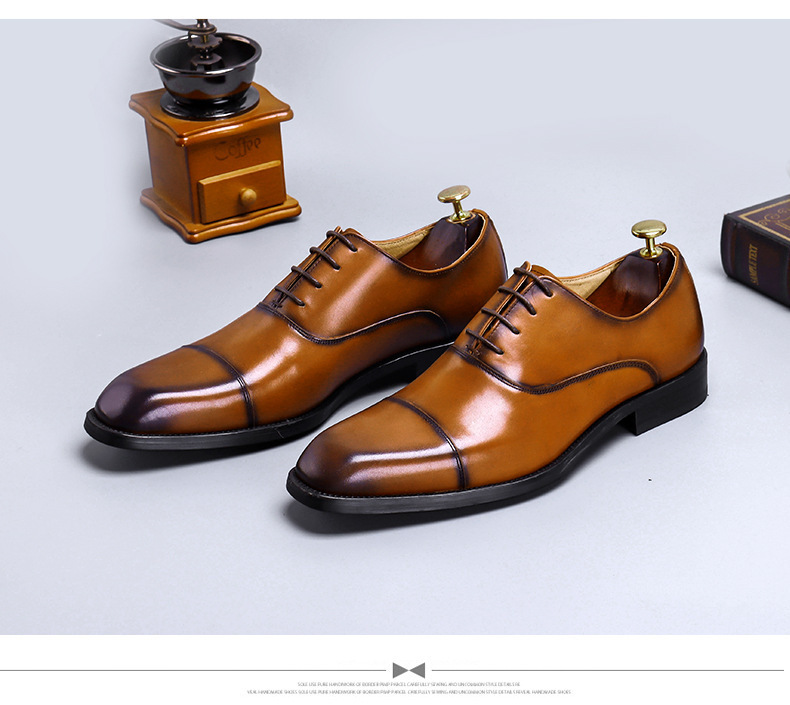 Top Layer Cowhide shoes men's Four Seasons Brand Three Joint Genuine Leather Oxford Dress Business shoes men's shoes_vogvips.com