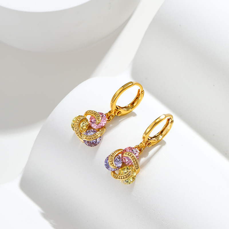 Xuping Pendientes largos con piedras de imitación – bisutería elegante, estilo vintage chapado en oro