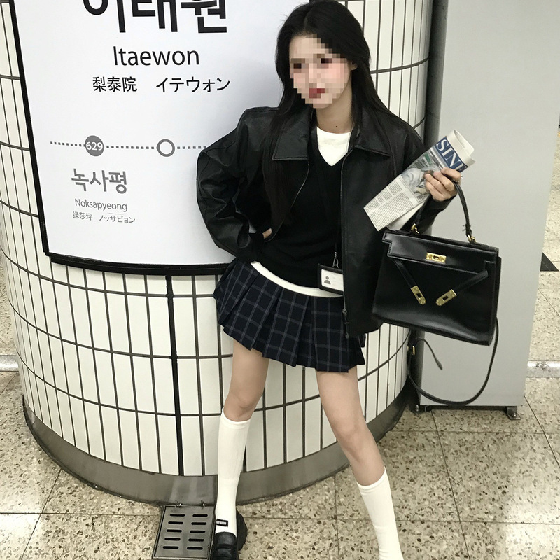 小仙倪子皮衣外套女秋季流行爆款韩版小个子休闲夹克复古长袖上衣|undefined
