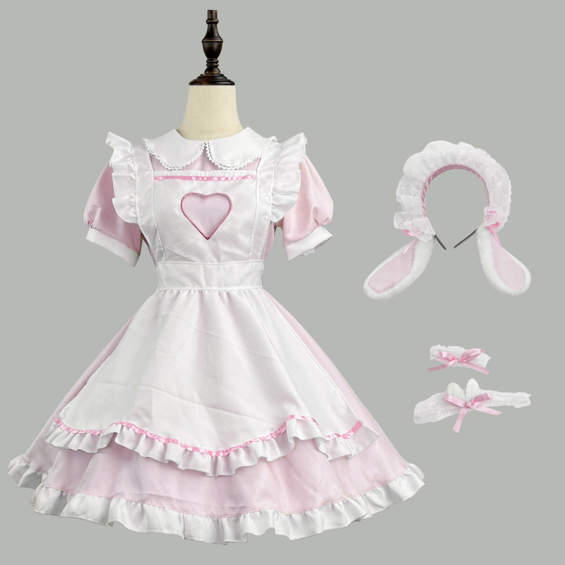 オリジナルのクロスボーダーアマゾンの超萌え透かし彫りの愛のウサギのメイドのロリータのコスプレの出演服の大きいサイズ|undefined