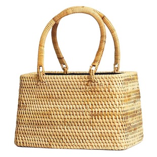 New ins Vietnam rattan bag portable straw bag handmade woven bag bamboo beach holiday bag women's bag