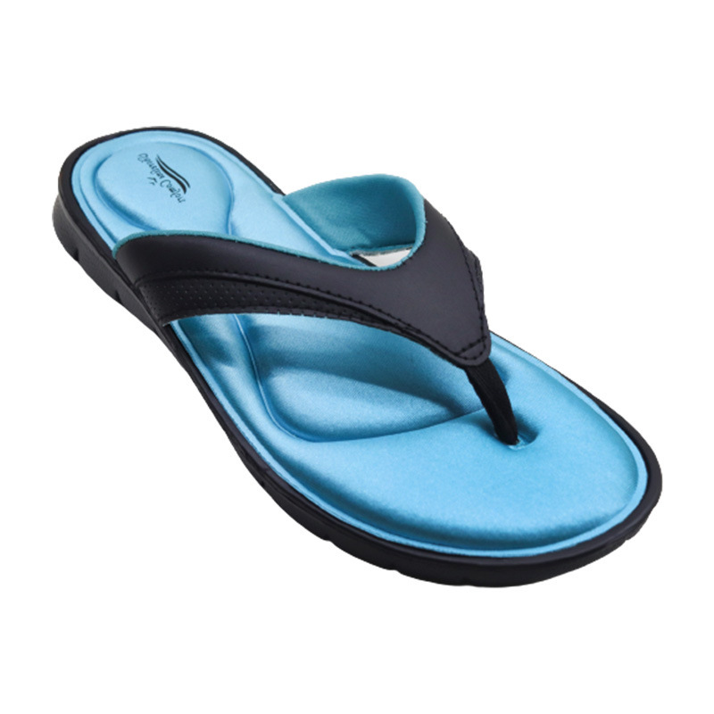 Oem Customized European and American Summer Flip-Flops Women's Pu Surface Memory Foam Insole Beach Slippers Flip Flop