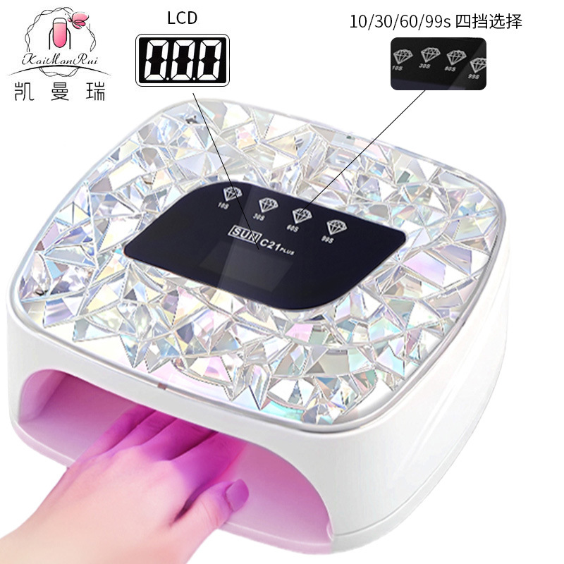Lámpara de manicura de almacenamiento de doble fuente de luz inteligente de manicura de secado rápido UV doble fuente de luz de diamante de manicura de luz de larga duración