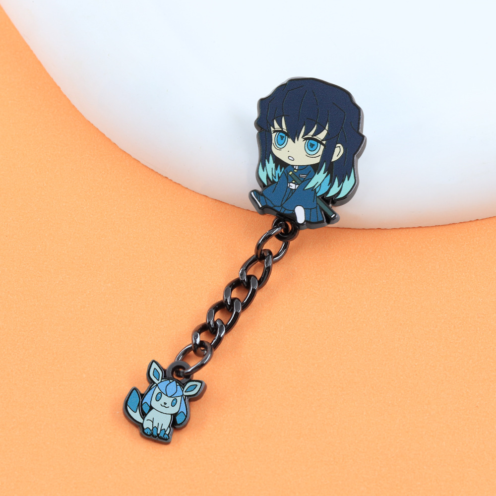 Shitou Muichiro Brooch Manga Demon Slayer Badge Elf Pendant Clothes Bag Accessories Cartoon Gift