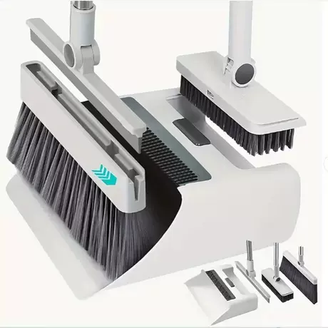 White [4-in-1] [broom and dustpan + floor brush + wiper]