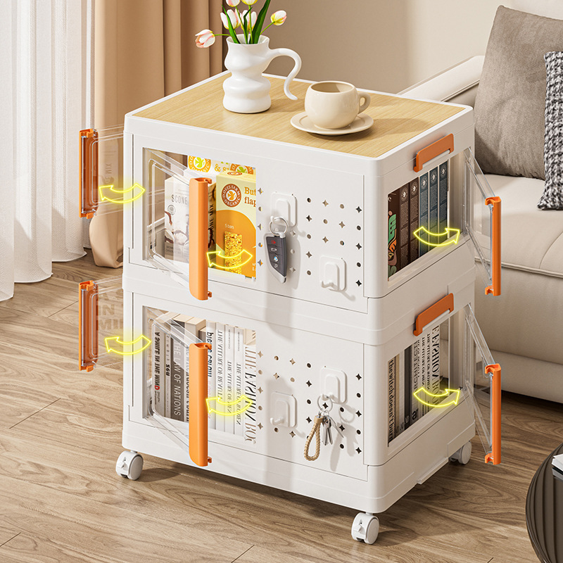 Perforated Board Storage Cabinet with Wheels and Doors, Large Capacity Storage Cabinet for Clothes, with Sliding Wheels and Layered Combination Storage Boxes