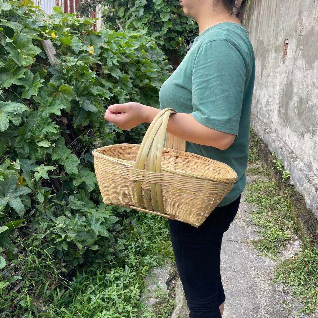 Cesta de bambú Cesta de frutas hecha a mano Cesta de productos de bambú Cesta de almacenamiento Cesta de huevos Cesta de bambú Cesta de mano Cesta de verduras de bambú