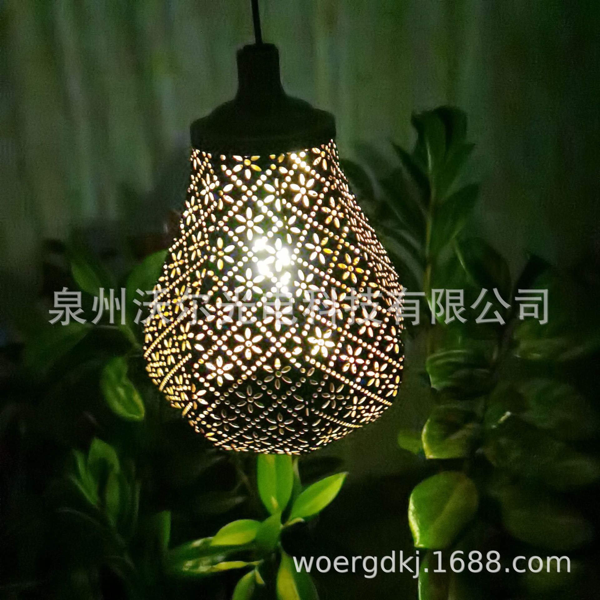 亚马逊跨境LED热销花艺镂空防水太阳能灯 庭院装饰灯草坪灯挂树灯