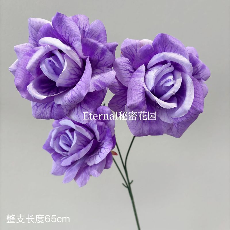 仿真花丝印玫瑰压纹印花玫泡沫心大花头婚庆装饰花材花墙布置批发|undefined
