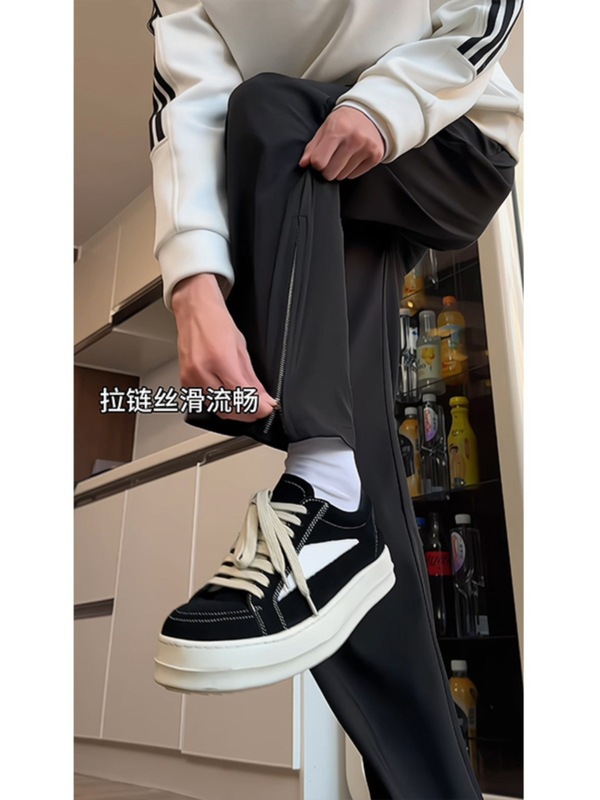 cleanfit微喇冰丝西裤男痞帅炸街直筒西装裤垂坠感侧拉链裤子夏季|undefined