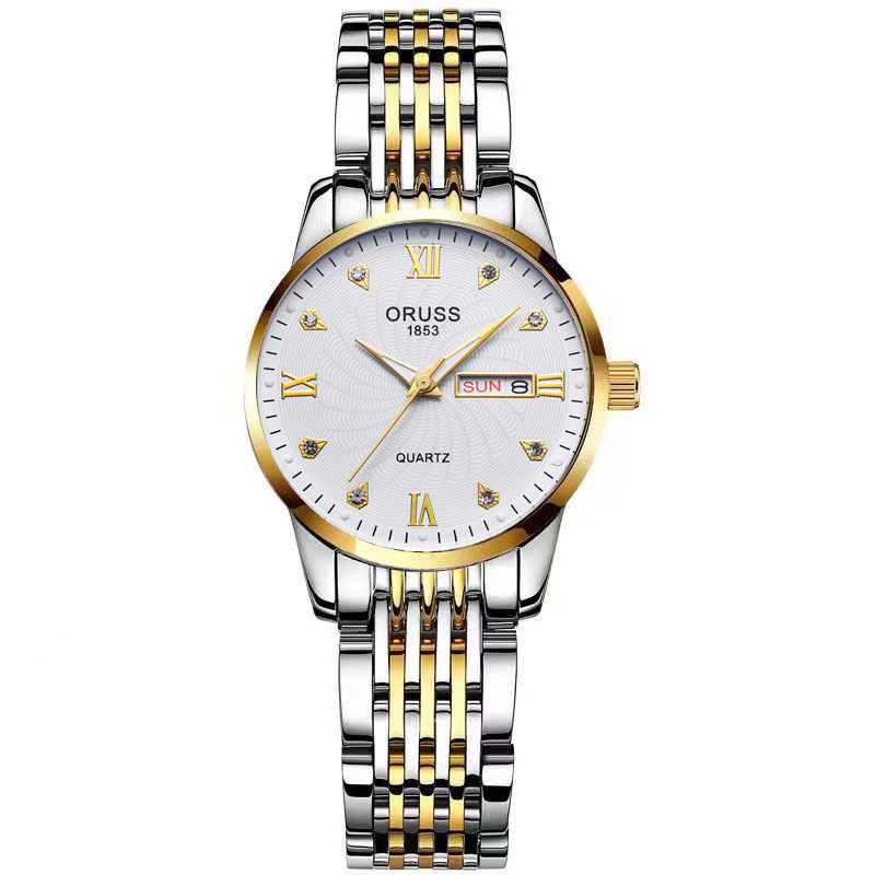 Swiss Brand Genuine Fully Automatic Movement Watch Women's Waterproof Luminous Watch Dual Calendar Diamond Casual Watch