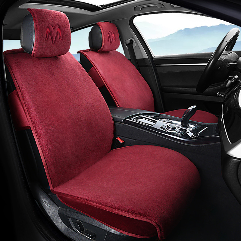 Faux Wool Seat — Qìchē Wool pad - plain-surface-red-simple-half-cover
