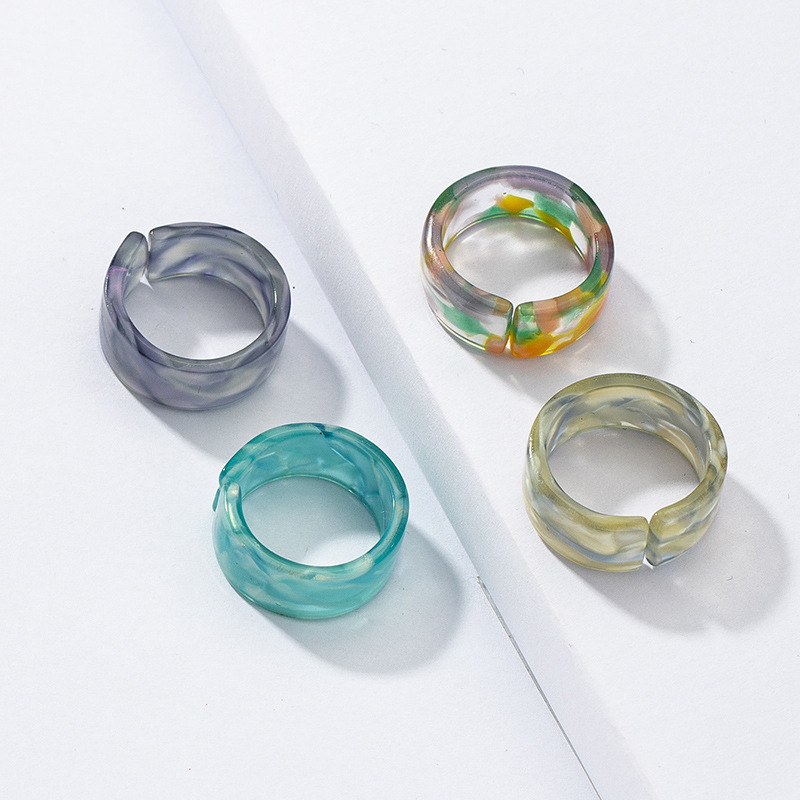 Fashion Color 4 Resin Ring Set display picture 8