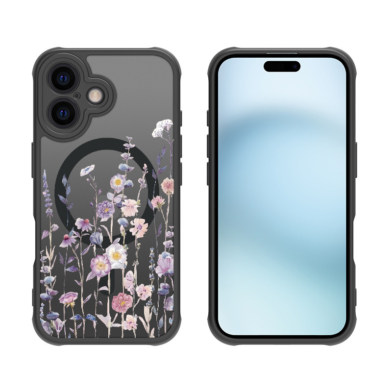 Applicable to Aple 16promax mobile phone case magnetic flower iphone15 all inclusive 14p frosted protective cover_voghion.com