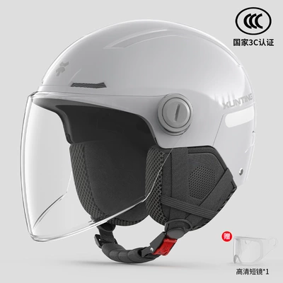 Half Helmet, Winter Helmet for Women — Motosiklet kaskı (dəbilqə) - 3c-large-size-gray-four-seasons-ear-protection-windproof-long-mirror