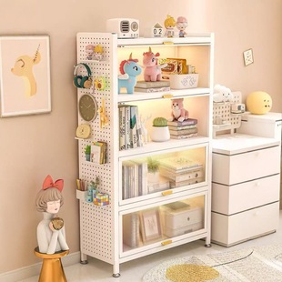 New Household Steel Bookcase Children's Bookshelf with Door Dust-Proof Storage Cabinet Multi-Layer Floor-Standing Storage Cabinet Storage Shelf