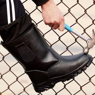 Cross-Border Wholesale Anti-Scalding, Anti-Smash and Anti-Puncture Welder Steel Toe Labor Protection Shoes High and Low Top Cowhide Safety Shoes Protective Shoes
