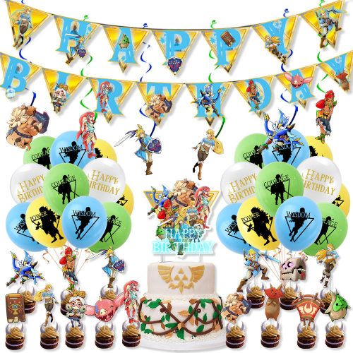 Game Legend of Zelda theme party decoration Legend of Zelda flag and card balloon set
