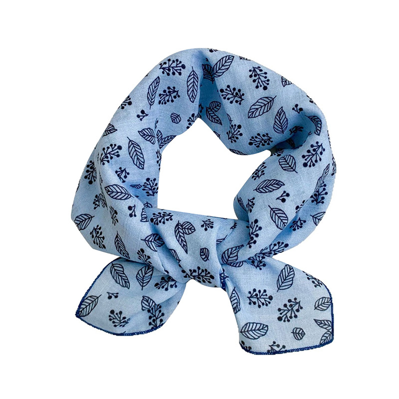 55 pañuelo japonés de algodón y lino, bufanda de seda floral de todo fósforo de verano y otoño, bufanda cuadrada pequeña con cuello, bufanda decorativa fresca fina para mujer