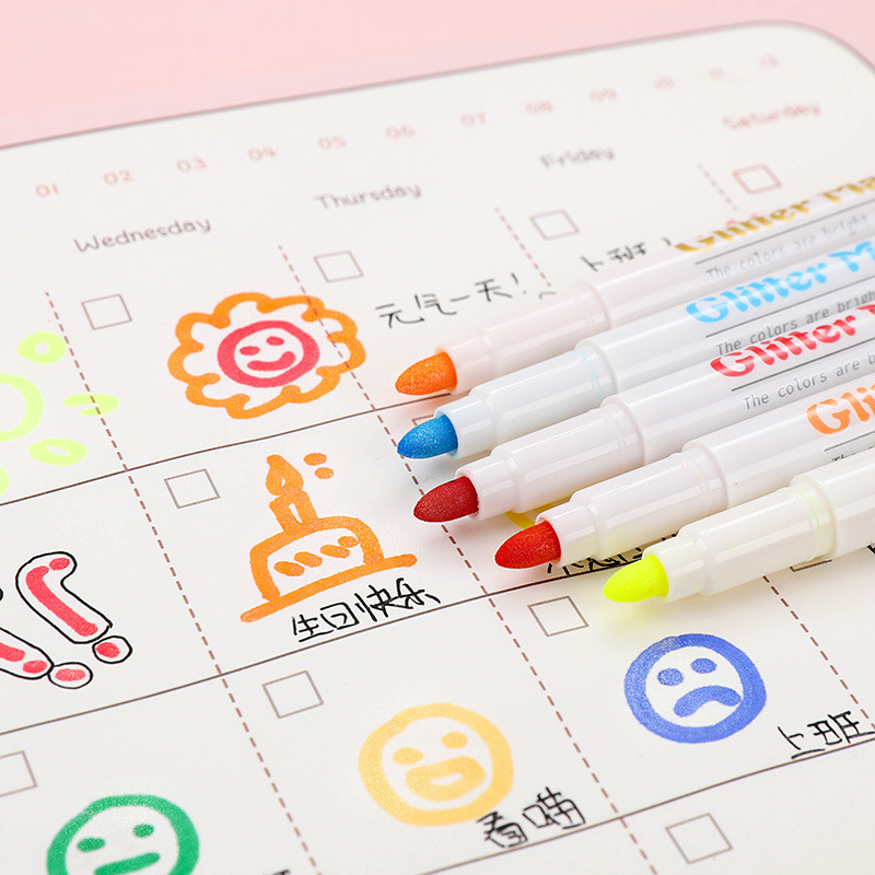 Guangna 6622 Flash 2mm del color caramelo resaltador traje 12 colores DIY diario tarea marcador fluorescente