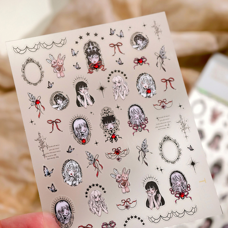 铁素新品幽灵女孩美甲贴纸TL-419玲珑点钻甲贴儿童可用美甲贴纸|undefined