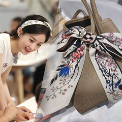 Chinese Restaurant Li Yuchun's Style Silk Scarf Headband French Retro Braid Hair Tassel Ribbon Wrap Scarf Collar