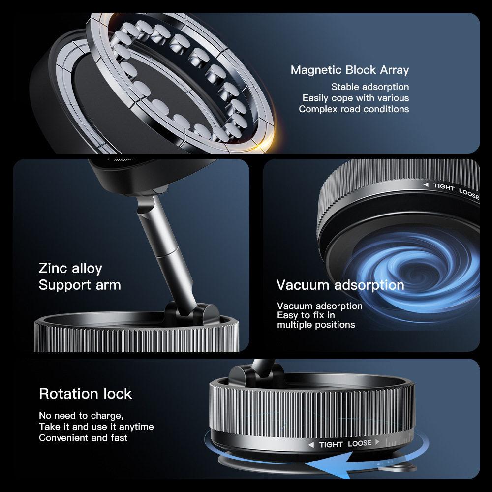 soporte de teléfono móvil de metal montado en el vehículo 2025 nuevo soporte de fijación de succión magnética de adsorción de vacío para automóviles de navegación especial