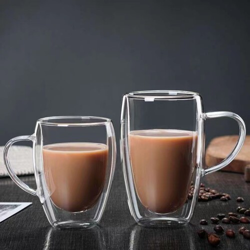 Home Transparent Double-Layer Glass Cup Creative Heatproof Flower Tea Cup Insulating Double-Layer Glass Milk Juice Coffee Cup
