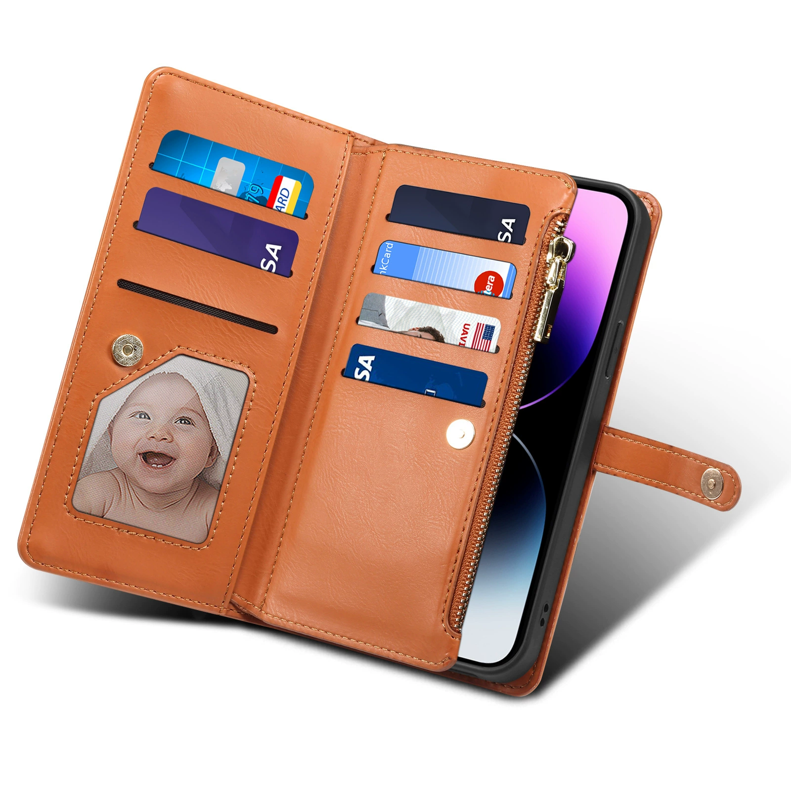 Совместимый iPhone 15, сумка через плечо на молнии, кошелек, чехол для телефона, противоугонный
